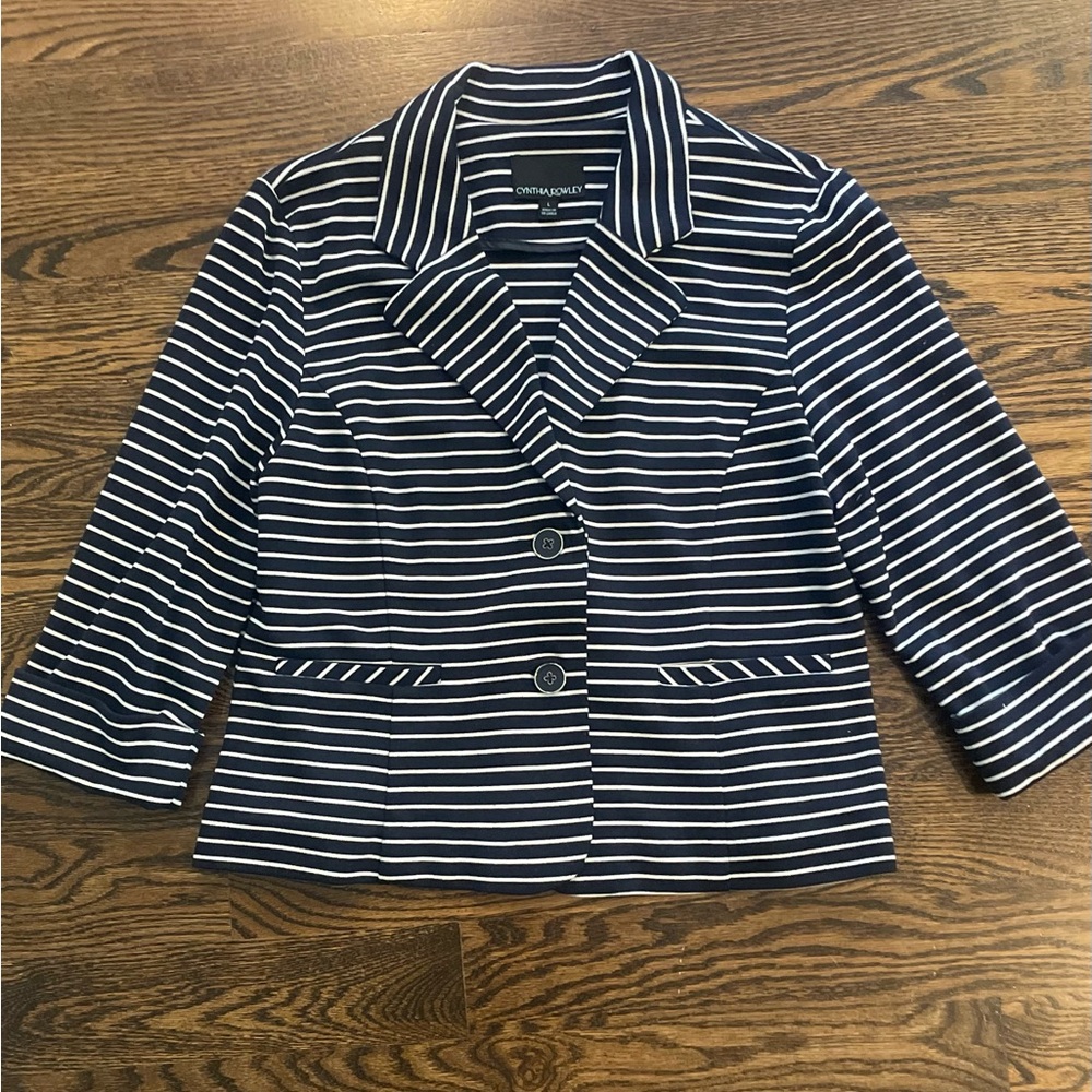 Cynthia Rowley Navy and White Striped Blazer